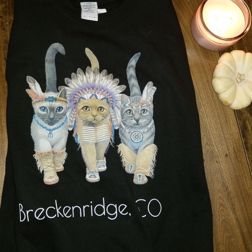 Navy blue cat Breckenridge Colorado sweatshirt